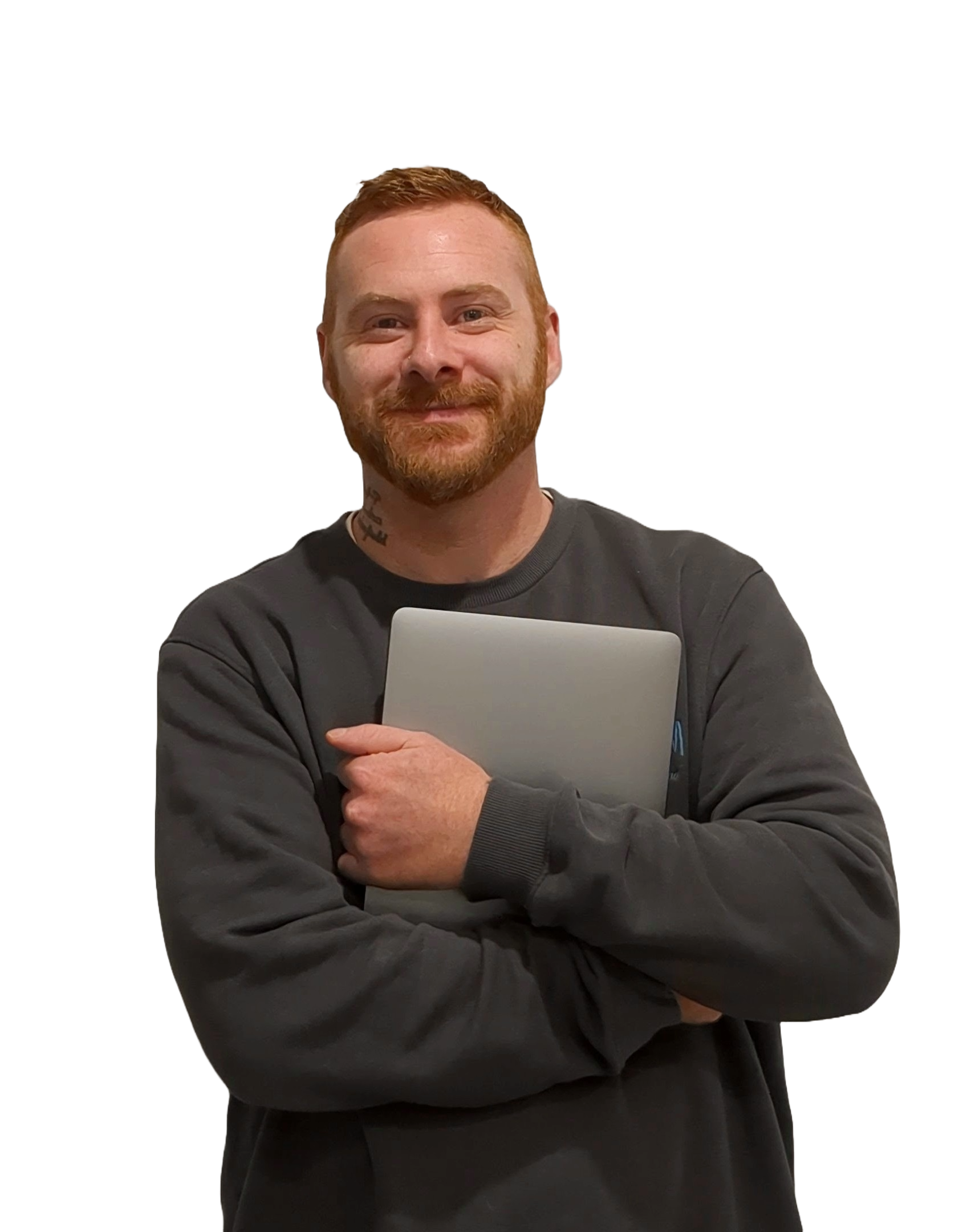 A portrait of me holding my laptop