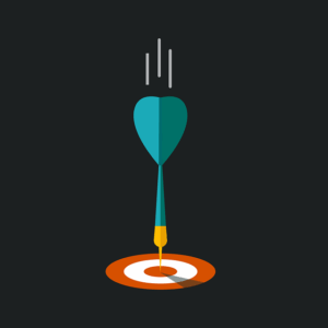 A dart going into the bulleye